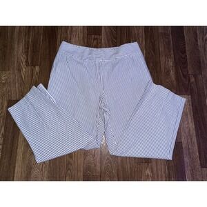 Petite Sophisticate Blue White Stripe Wide Leg‎ Cropped Pants Size 6